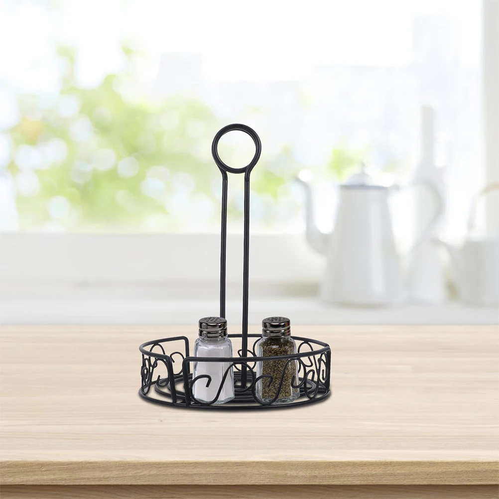 

Iron Spice Rack Seasoning Organizer Large Size Black Condiment Containers Kitchen Storage Shelf Easy Assemble Reusable