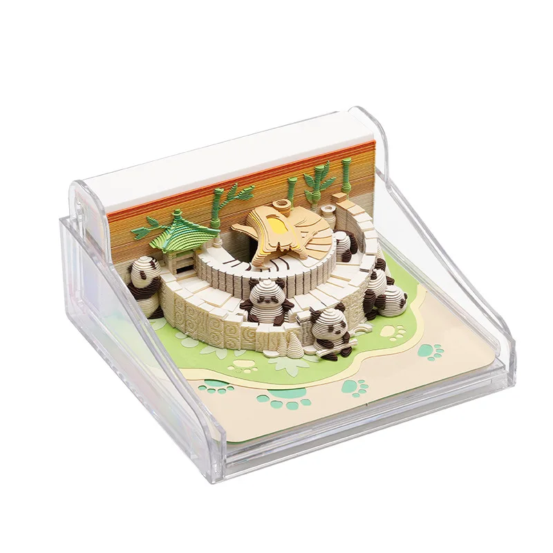 เฉิงตูวัฒนธรรมและสร้างสรรค์ 3D สเตอริโอกระดาษแกะสลักกระดาษโน้ตแพนด้าเดสก์ท็อปเครื่องประดับของขวัญสร้างสรรค์สำหรับเพื่อน