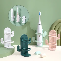 Non Perforated Toothbrush Holder Cute Cactus Space Saving Wall Mounted Waterproof And Draining Toothbrush Holder