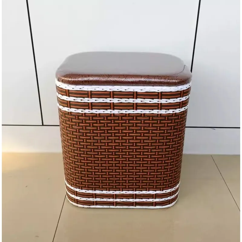 Rattan Entryway Bench with Storage - Handwoven Solid Wood Frame Multipurpose Shoe Bench, Hallway Bedroom Seating Storage Ottoman
