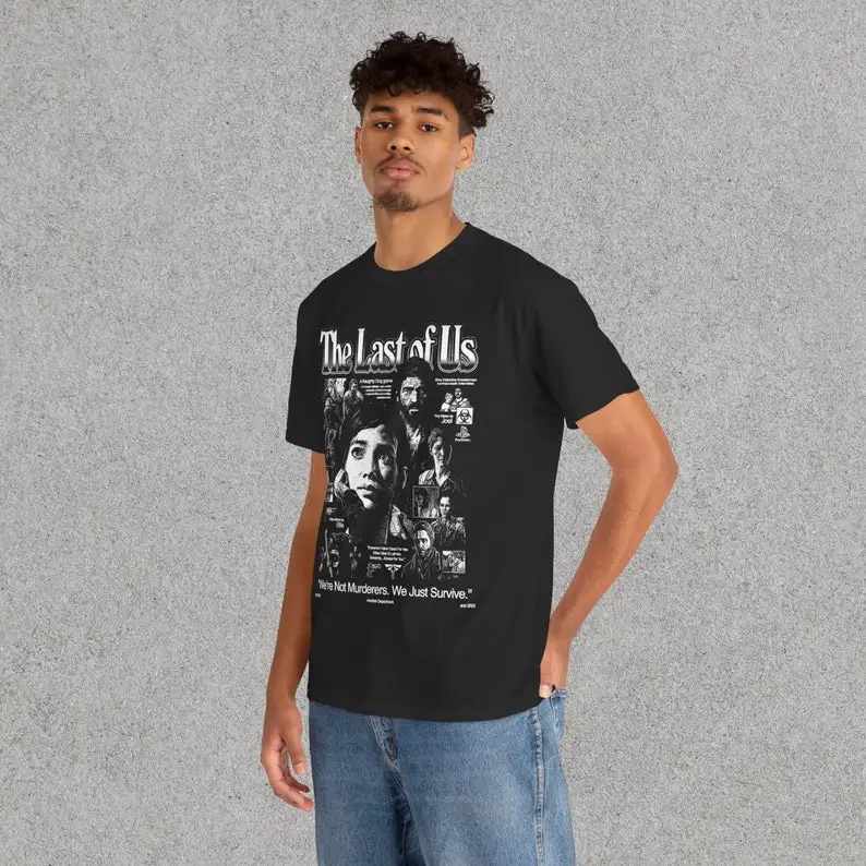 the LAST OF US Vintage Shirt, Homage Tshirt, Fan Tees, Retro 90s T-shirt Fan Art ellie and joel top
