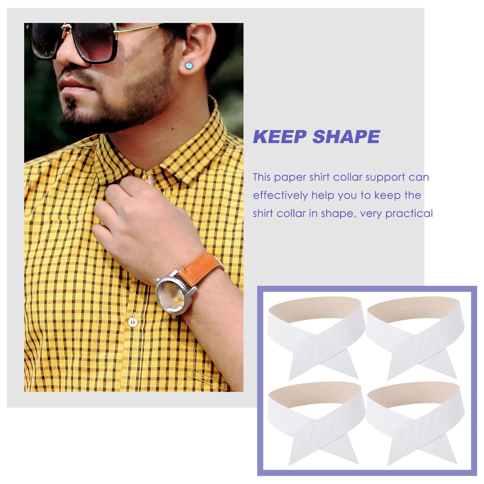 100 قطعة من الياقة الورقية تدعم ياقة القميص يبقى بيضاء مرنة ومتينة وقابلة للتعديل مقاسًا للقمصان الرجالية والنسائية