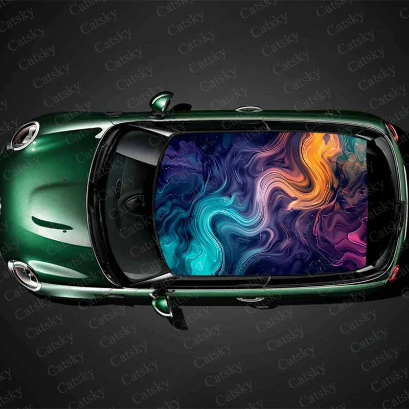 Psychedelic Swirl Pattern Car Roof Sticker Wrap Racing SUV Accessories Packaging Painted PVC Custom Car Graphic Decal