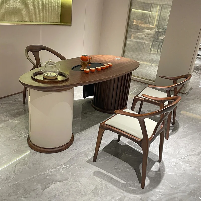 

New Chinese-style North American black walnut combination modern simple tea table solid wood tea table
