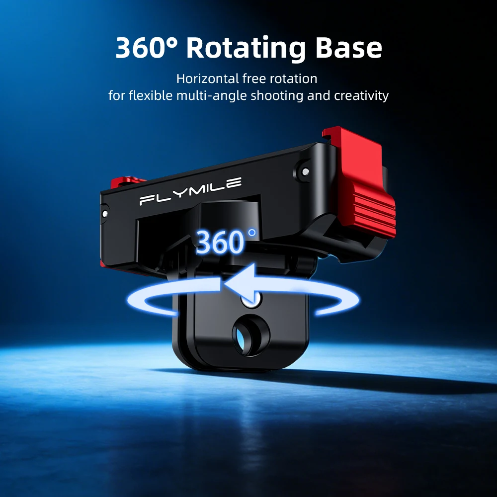 Flymile Drehbarer Magnetischer Halterungsadapter für DJI Action 5 Pro 4 3 Kamera Schnellwechselbasis mit Klappbarer Doppelkralle 1/4 Schraubenloch – Detail 6