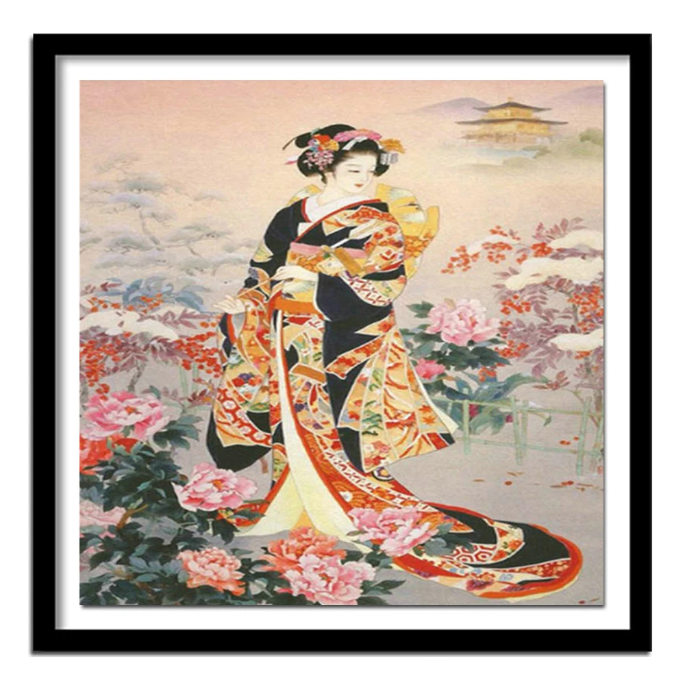 Full Square Drill 5D DIY Cross Stitch Kit  Geisha of Japan Diamonds Embroidery Painting Diamond  Home Decoration