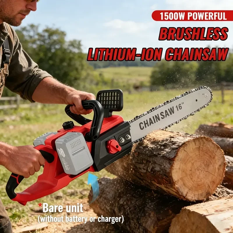 16 Inch Cordless Chainsaw Brushless Electric Saw 2X Power Tree Trimming Logging Saw for Garden Wood Cutting Comfortable