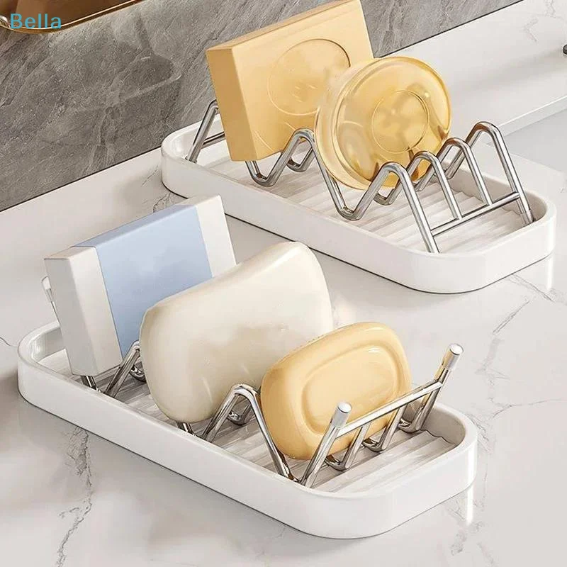 〔S〕Soap Dish Holder With Stainless Steel Rack And Fast Drainage Design Perfect For Bathroom Kitchen Sink Countertop Storage
