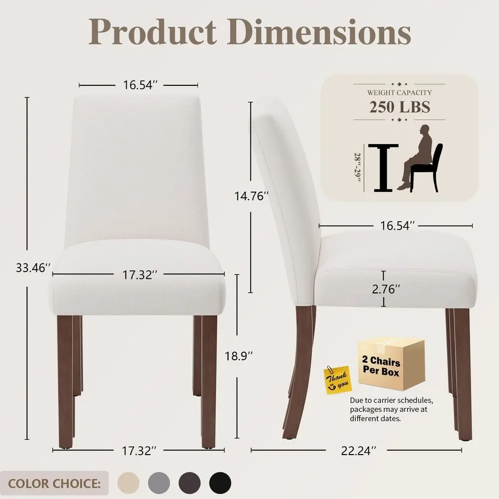 Dining Chairs Set o 4, Parsons Chairs or Small Spaces, Light Beige | ern Dining Room Chairs with Solid Wooden Legs, abric Uphols