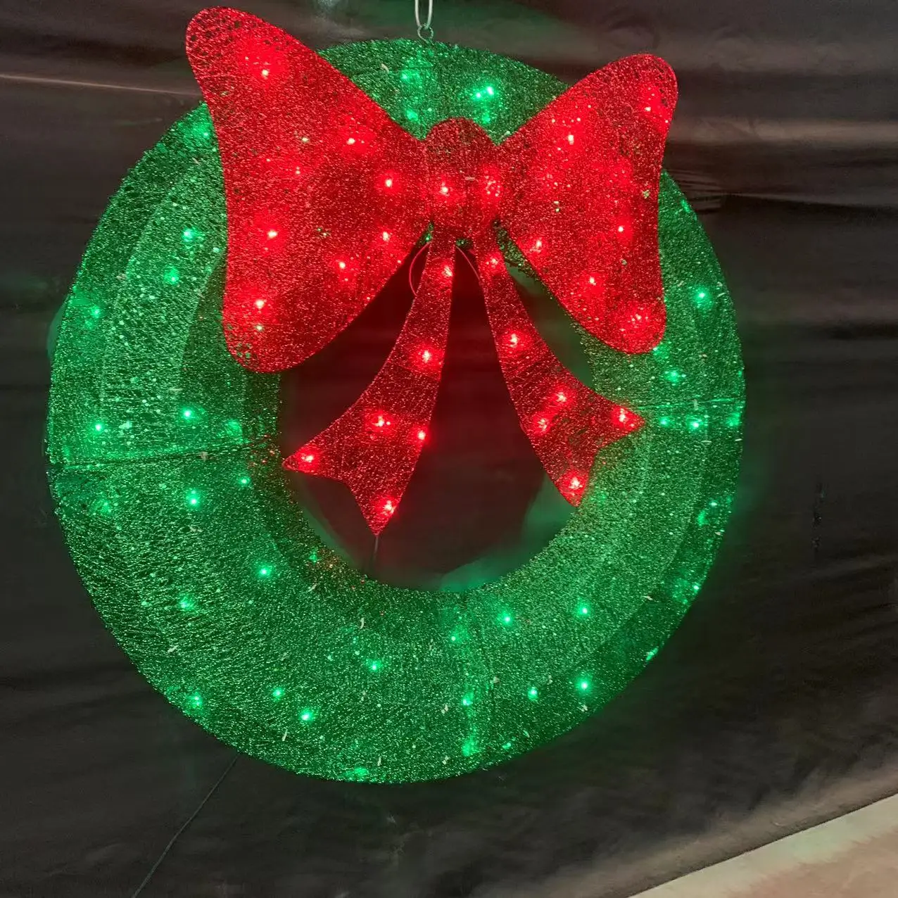 36-Inch Christmas Statuette Toy Gift Ornament Preinstalled Outdoor Light Emitting Diode Christmas Bow Wreath Light Ornament