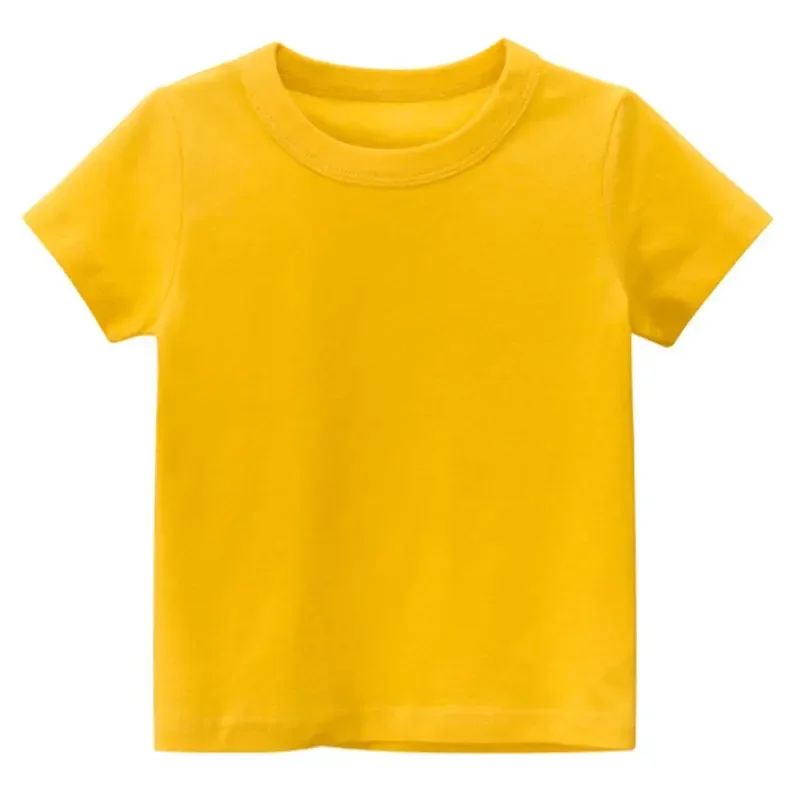 Camisetas lisas para niños, camisetas para niños y niñas, ropa de algodón liso en blanco para bebés, camisetas de verano blancas y negras para niños