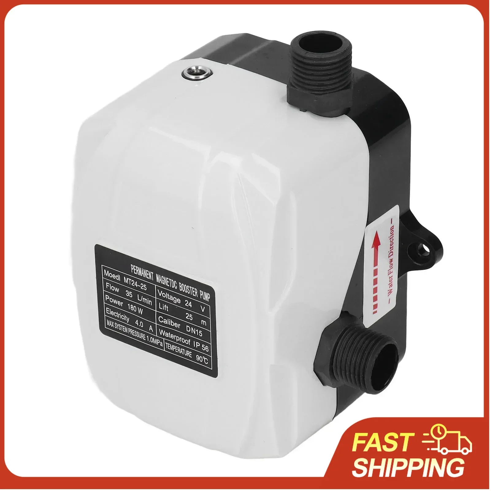 180W Booster Pump 25M High Lift for Kitchen Shower, DC24V/AC100-240V Low Noise Automatic Start Stop