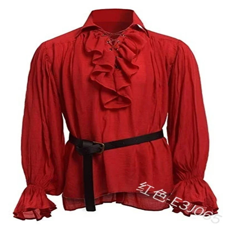 Disfraz de caballero Medieval para hombre adulto, ropa de túnica verde, camisa de pirata Saxon trenzada, para Halloween