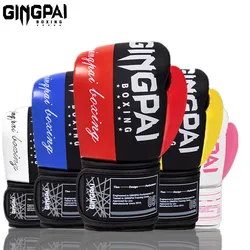 Boxing Gloves 4-12oz PU Leather Muay Thai Guantes De Boxeo Sanda Free Fight MMA Kick Boxing Training Glove For Men Women Kids