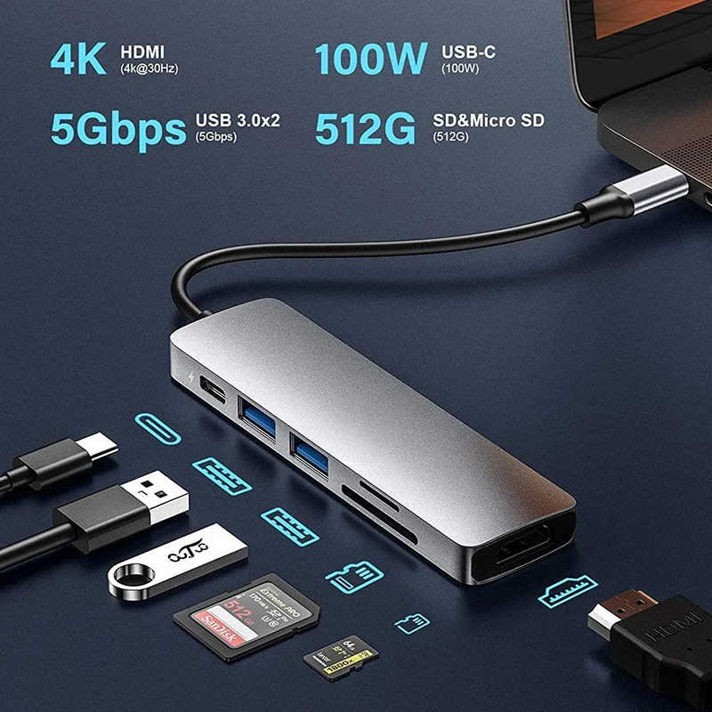 Multi-USB Type-C HUB thunderbolt dock station HD untuk laptop Dell Lenovo HP Hua Xiaomi MacBook Macmini Mac aksesoris satechi