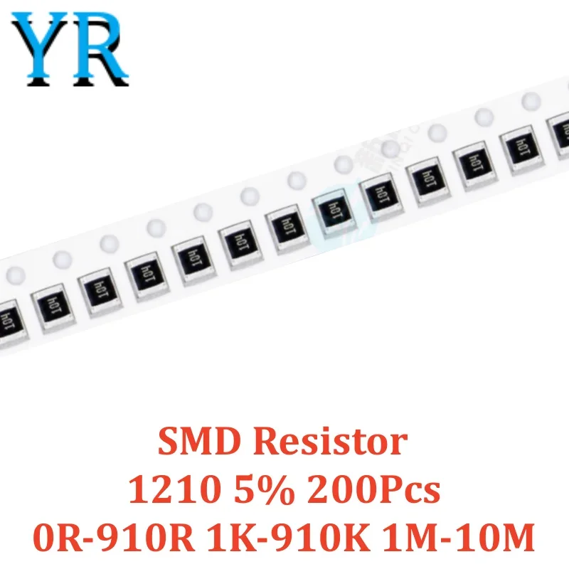 200Pcs 1210 5% SMD 저항기 0R-910R 1K-910K 1M-10M 1.3R 4.7R 36R 130R 750R 1.8K 33K 68K 470K 1.5M 2.7M 3.9M 5.1M 8.2M