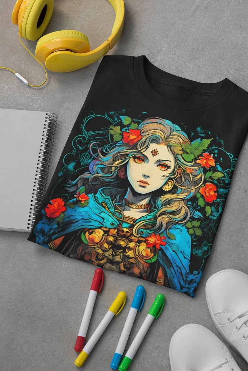 Annalesia Princess of the Forest Unisex Graphic Tee, Elf Girl Shirt, Graphic Streetwear, Anime Style Streetwear