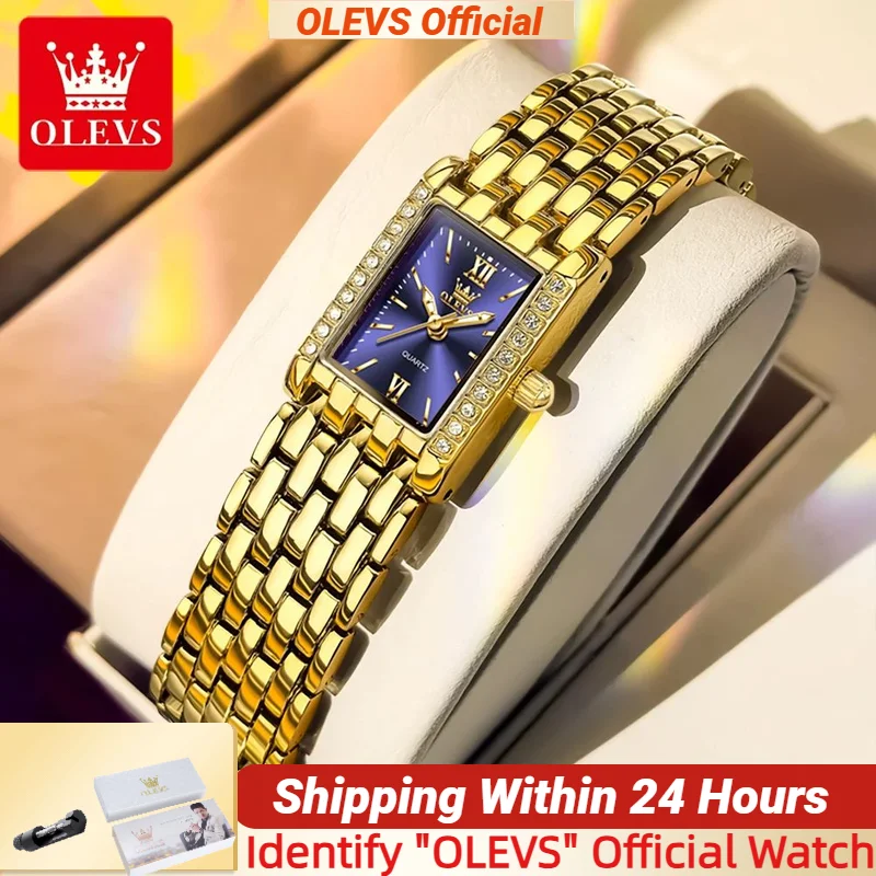 OLEVS 3700 Elegant Women Watch Original Quartz Movement Solid Gold Stainless steel Strap Waterproof Ladies' Watch