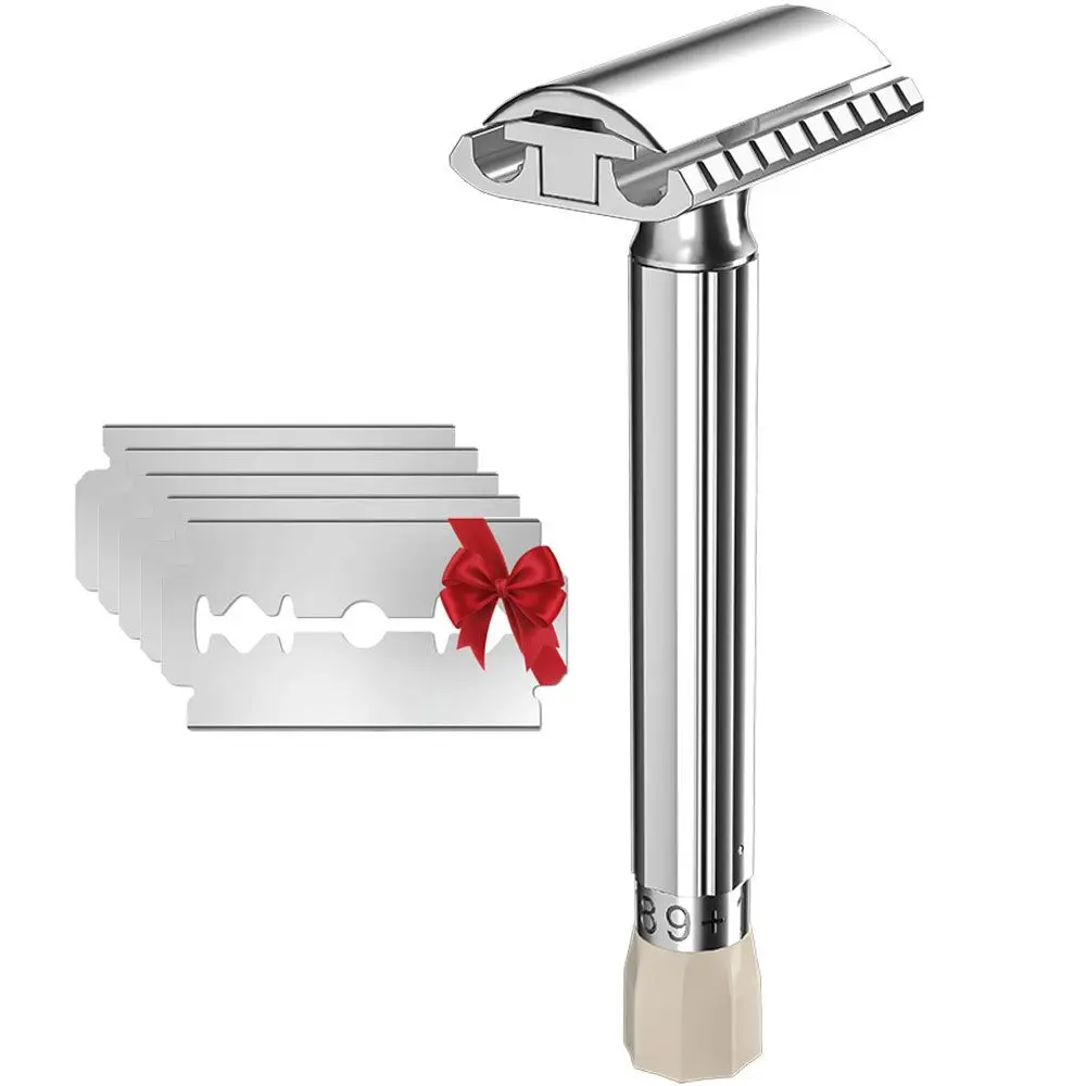 

Men's 9 Adjustable Levels Safety Razor Zinc Alloy Easy Blade Replacement Comes with 5 Blades