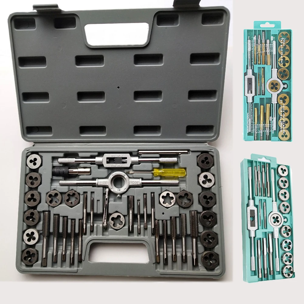 40 In 1 Tap And Die Set M3-M12 Male Thread Screw Threading Tool Kit Alloy Steel Female Mechanical Professional Tools Set Machine