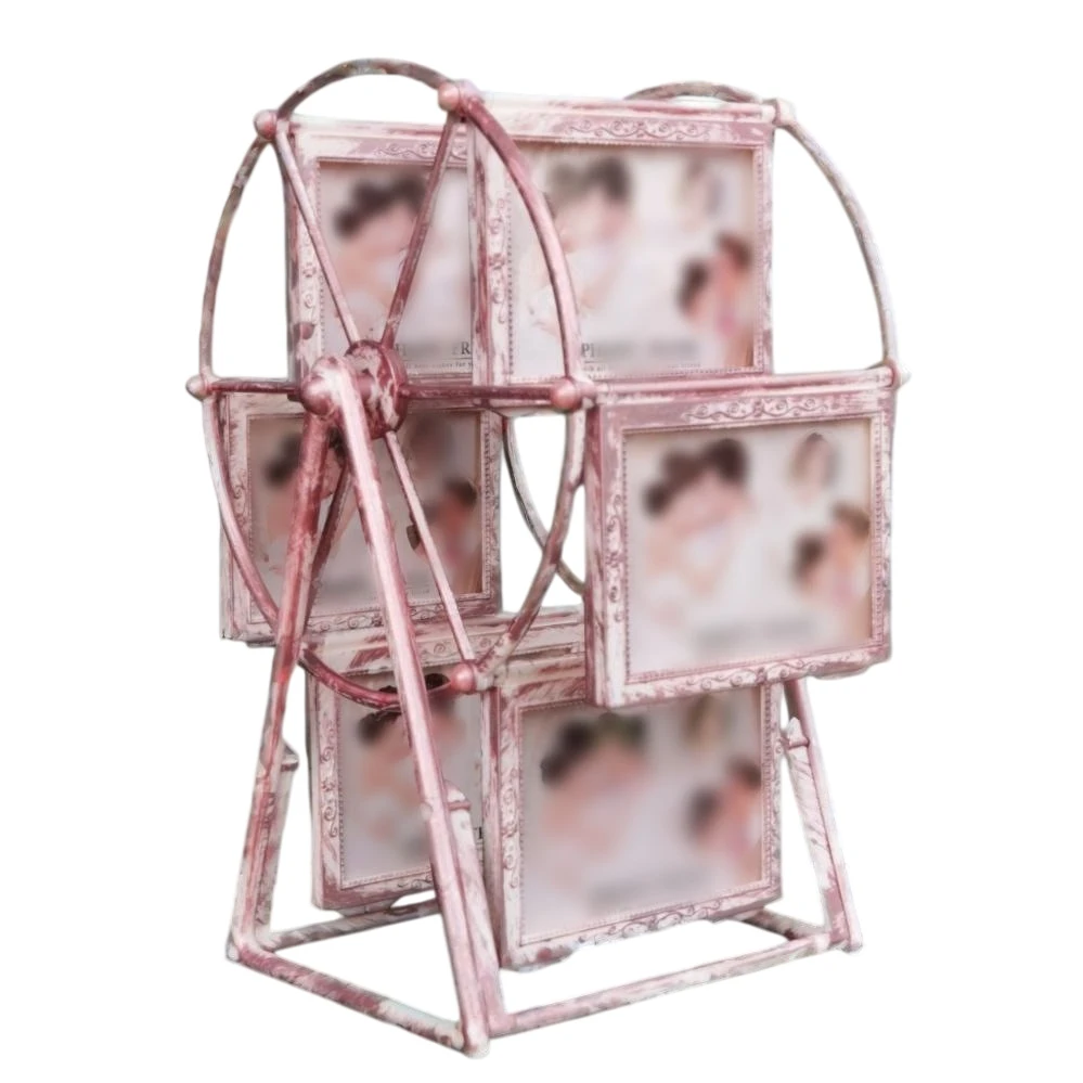 Rotating Wheel Photo Holder for 12 Standard 3.5 x 5 Inch Prints Featuring Smooth Mechanical Rotation and Nostalgic Visual Appeal