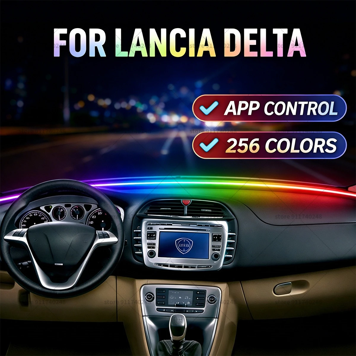 

For Lancia Delta Automotive decoration light strip,colorful acrylic front windshield soundproofing strip,ambience light