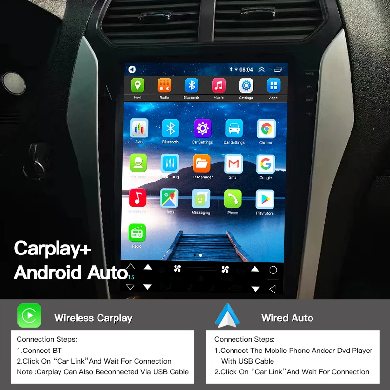 Radio samochodowe z Androidem 14 do Forda Explorera 2011-2019, ekran pionowy, odtwarzacz multimedialny, Carplay, Auto, DSP, GPS, Nawigacja, 4G — zdjęcie 6