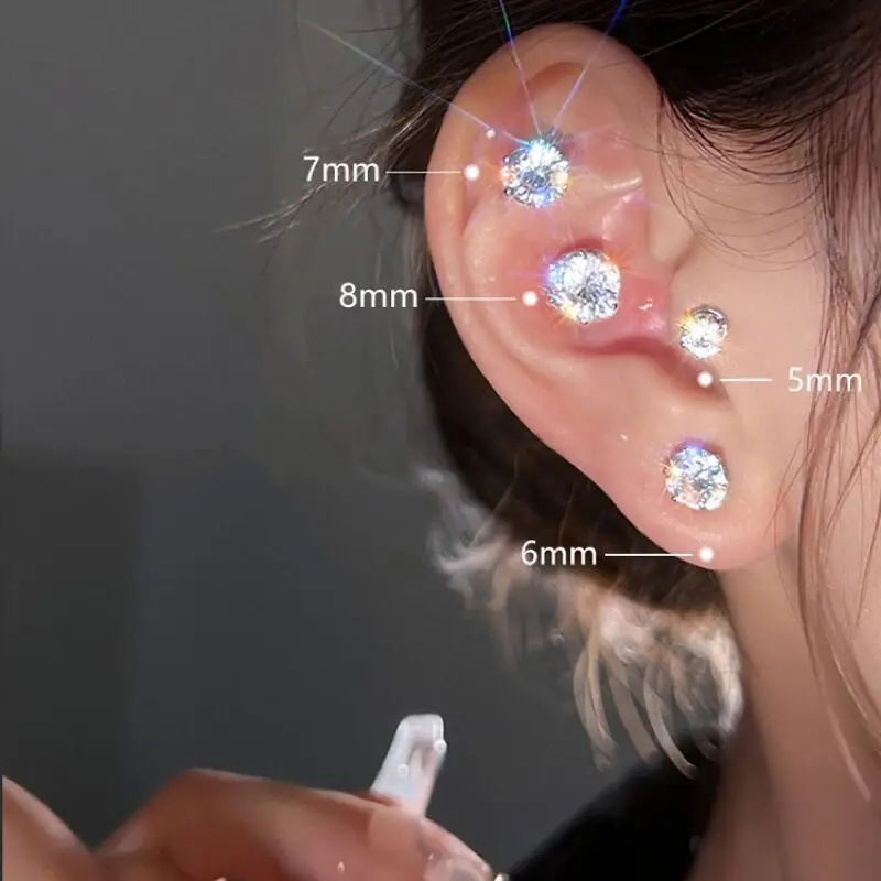 12 زوج/حزمة جديد الأبيض لامعة الزفاف وأقراط مجموعة للنساء الرجال كريستال مجوهرات اكسسوارات ل أقراط مجوهرات Oorbellen #2