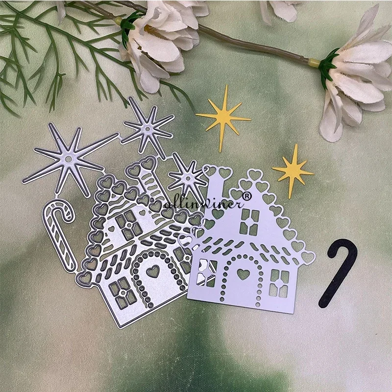 

Металлические вырубные штампы «Рождественский звездный домик» для скрапбукинга, декоративного тиснения и рукоделия