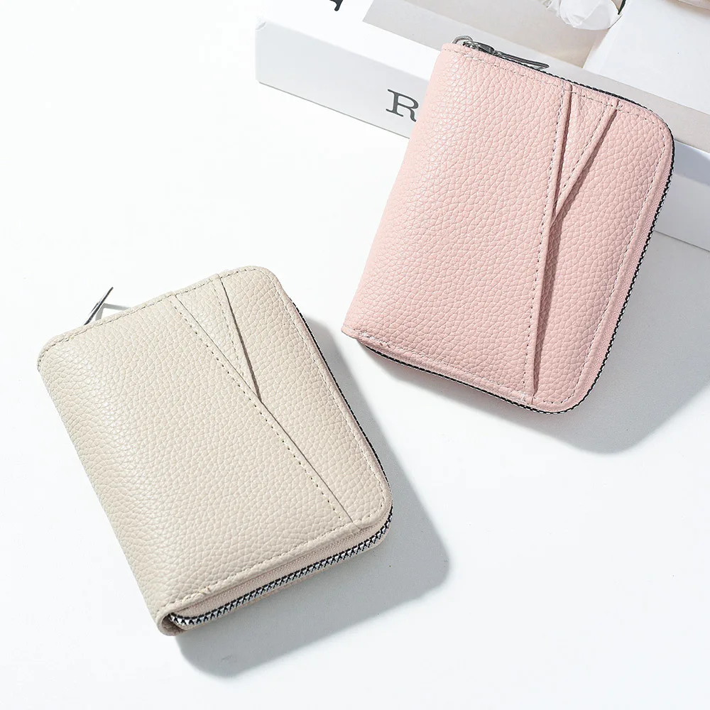 Women's Fashion Card Holder Multi Layer Zipper Coin Bag PU Leather Lychee Pattern Multi Functional Credit Card Women's Wallet