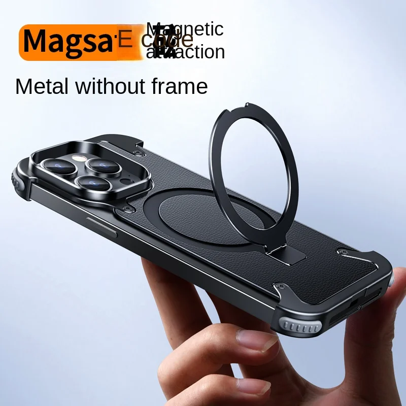 Invisible stand phone case magnetic stand iPhone13 14 15 anti-fall protective cover iPhone13 leather phone case wholesale