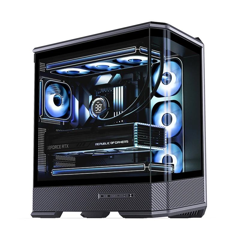 Jonsbo D400 ATX Casing Komputer M-ATX MINI-ITX Sasis Kantor Desktop Mendukung Catu Daya ATX PS2 360 Casing PC Pendingin Air