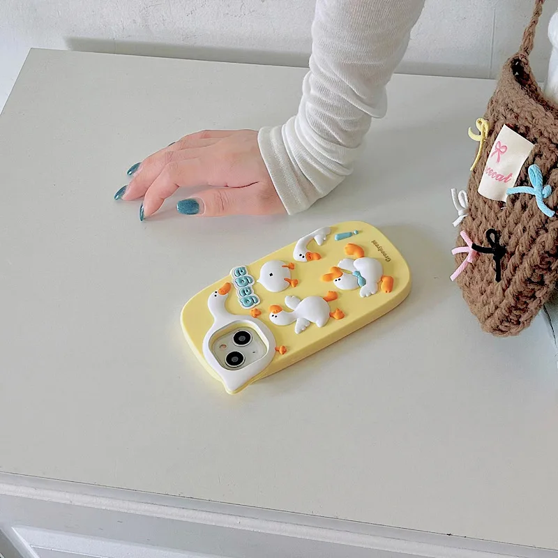 

Забавный мультяшный 3d гага утка подходит для Iphone 11 12 13 14 15 Pro Max задняя крышка телефона силиконовый защитный чехол