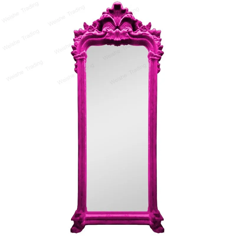 French retro full-body mirror flocking engraved full-length mirror clothing store fitting mirror