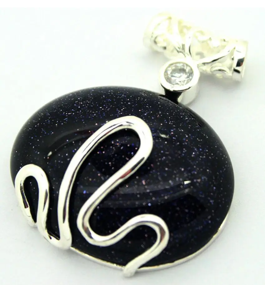 

Vintage 925 Sterling Silver 37x30MM Blue sandJADE Pendant valentine's