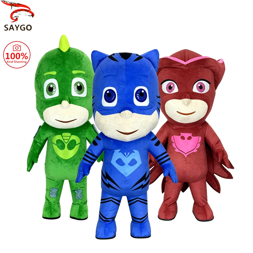 SAYGO Inflatable Masked Person Costume Mascot Parade Adult Character Cosplay Birthday Halloween Party Event Plush Set