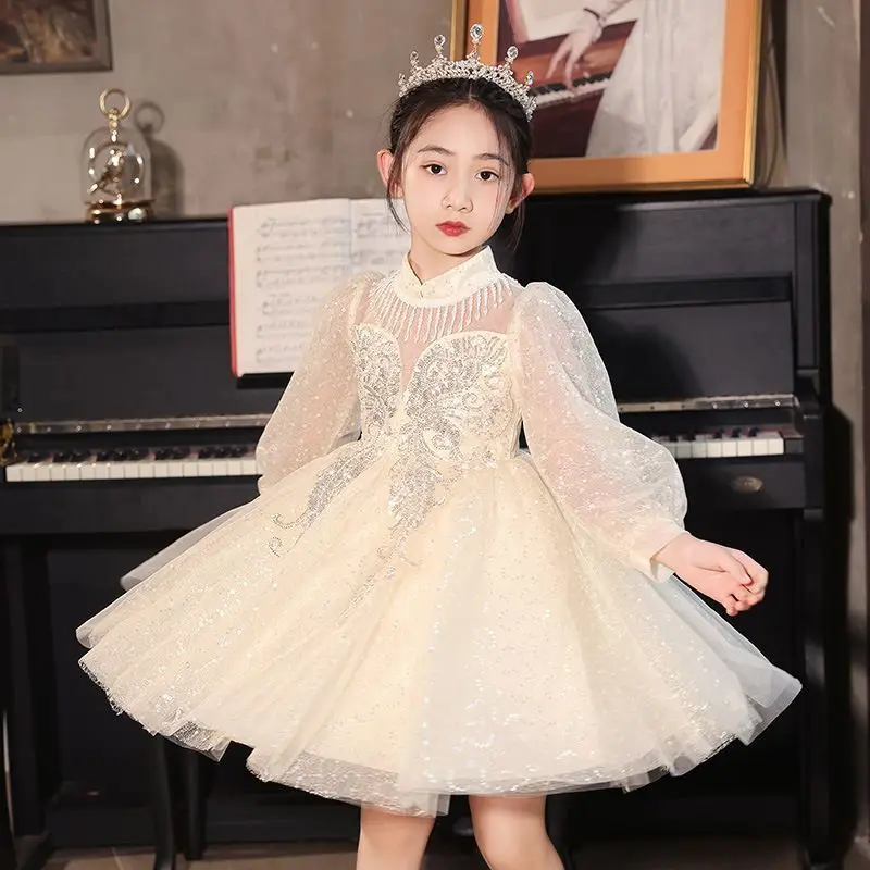 Girl's Host's Dress Princess Dress Children High-End Affordable Luxury Girl Piano Playing Performance Costume