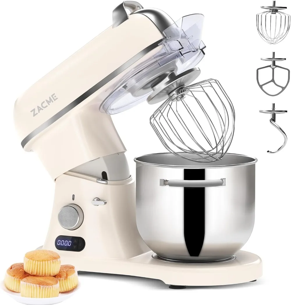 

7.4QT Commercial Stand Mixer 800W, Metal Food Mixer with Stainless Steel 7L Bowl, Dough Hook, Whisk and Beater