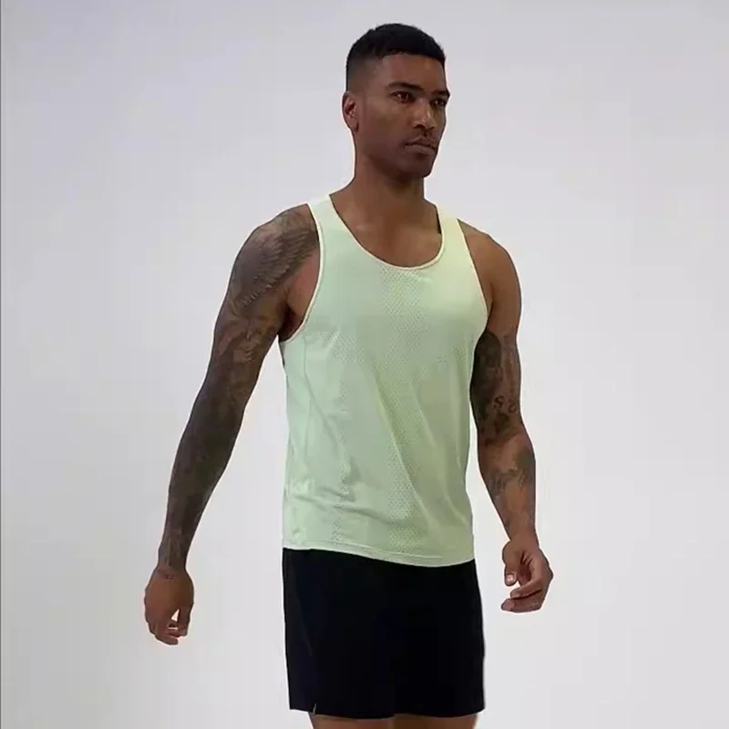 Men Ultra-thin Running Vest Mesh Breathable Gym Fitness Clothing Plus Size Marathon Racing Quick-drying Top