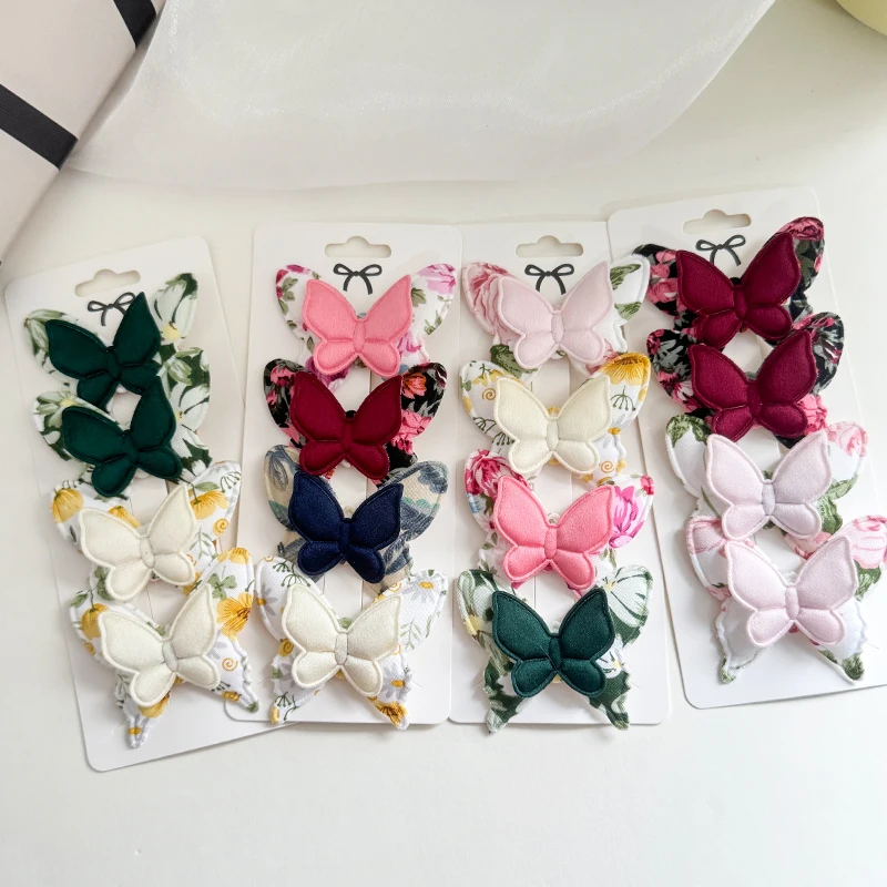 

4Pcs/Set Color Cute double-layer butterfly Handmade hair clip Baby Girls Hairpin Barrettes New Headwear Kids Hair Accessories