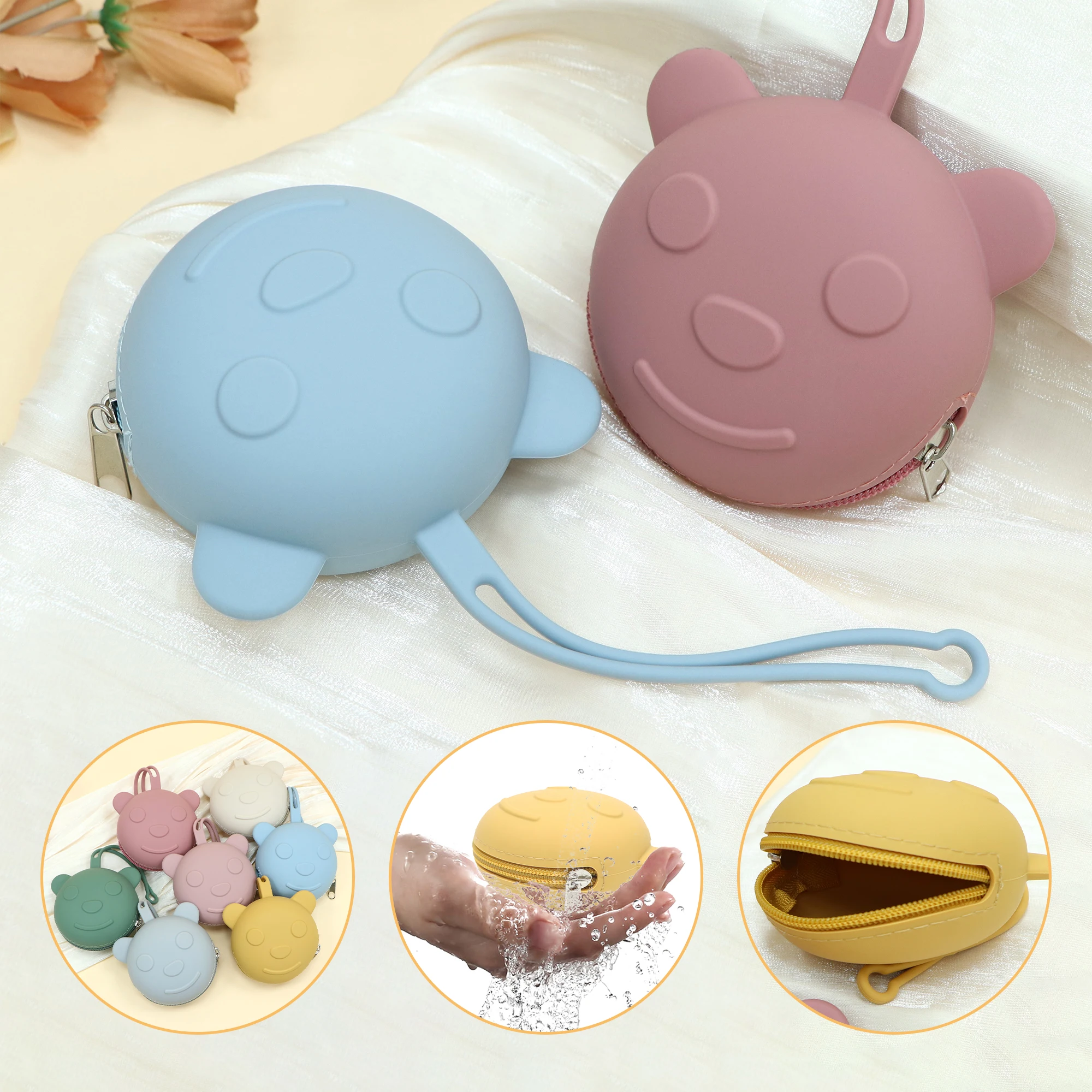 Portable silicone pacifier bag, pacifier storage box, can be used as a stroller accessory, diaper bag, or backpack ornament.