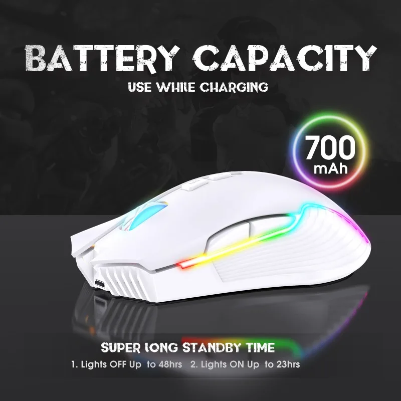 ONIKUMA CW905 Wireless Gaming Mouse 2.4G Wired 3600 DPI RGB Rechargeable 700mAh 7 Button Optical Ergonomic PC Gamer Computer view 4