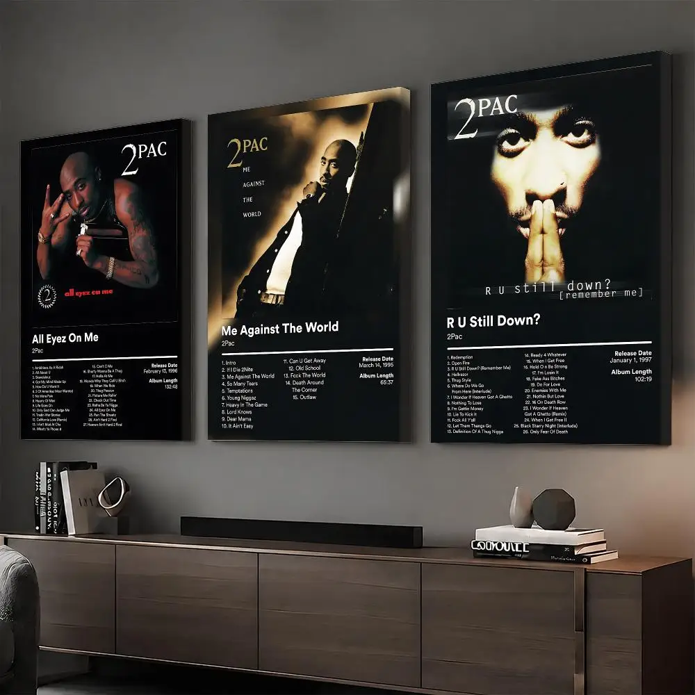 2Pac Music Album Cool Painting Calligraphy HD Modern Style Inner Frame Canvas Poster Bedroom Room Hallway Wall Art Decor