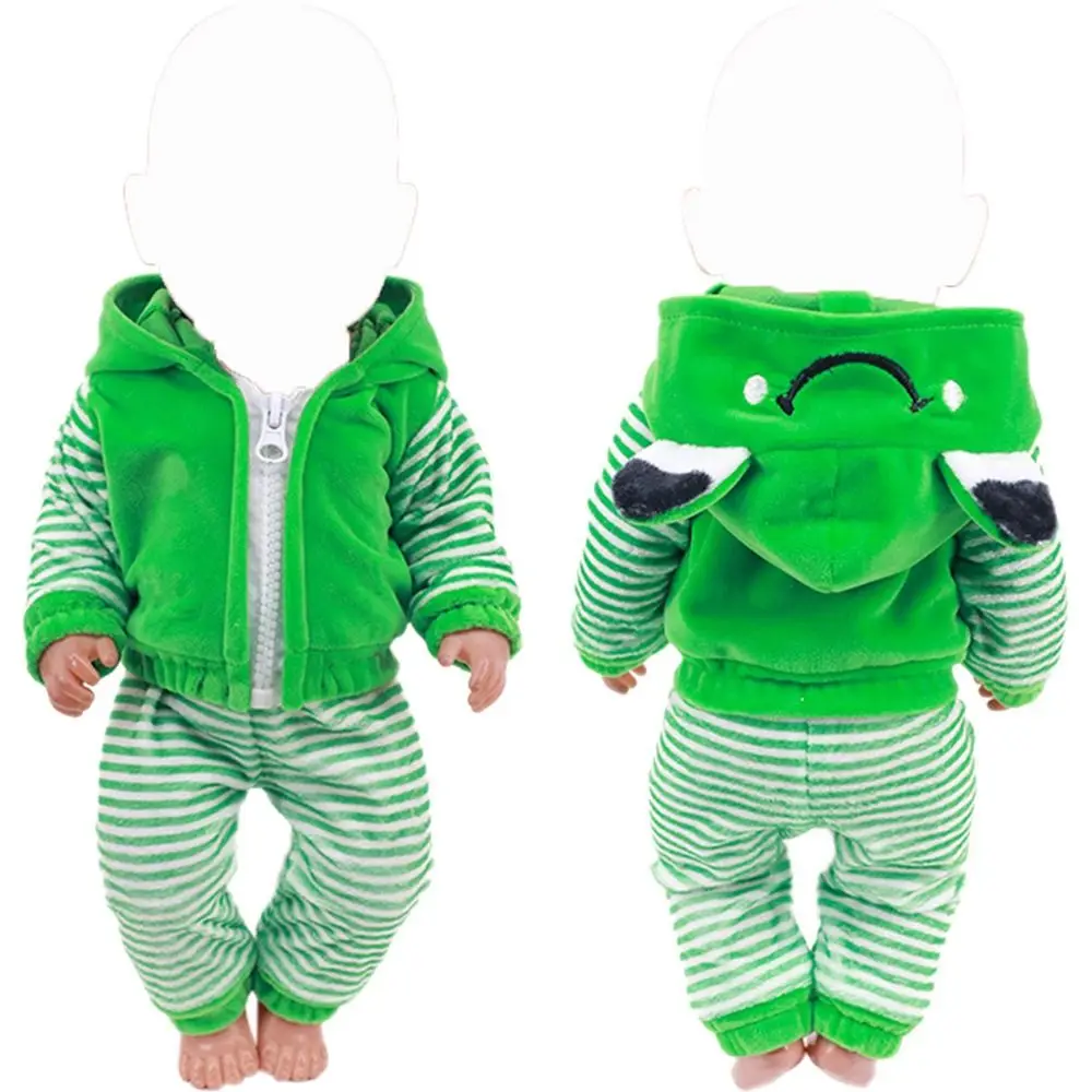 Fit 18 zoll/43 cm Spielen Haus Bär Panda Ente Puppen Zubehör Hoodies Hosen Set Tier Kleidung Kaninchen frosch