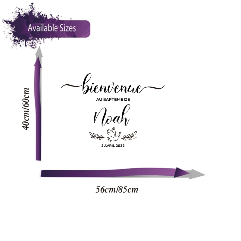 Custom Name French Baptême Party Wall Sticker Birthday Baptism Welcome Board Sign Wall Decal Home Decor