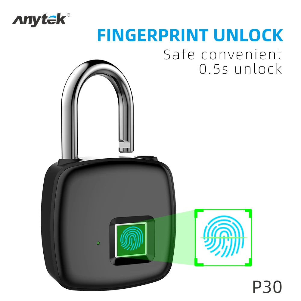 

P30 USB Rechargeable Keyless Smart Lock Biometric Fingerprint and APP Support Unlocking Padlock for House Doors