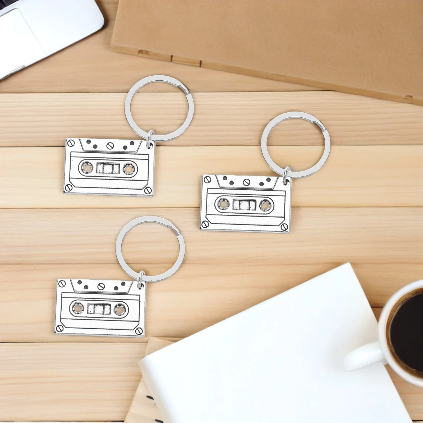 

8 Pcs Jewelry Retro Tape Keychain DIY Accessory Cassette Tapes Shaped Charm Charms for Bracelets Vintage Silver Crafting