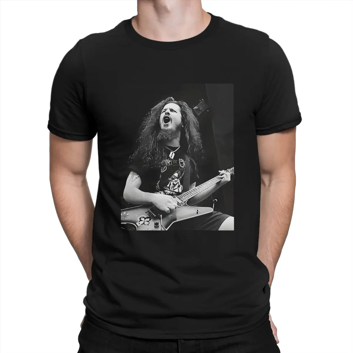 Vintage Singer Guitar Legend Casual Pure Cotton Tees Short Sleeve Dimebag Darrell T Shirts Crewneck Clothes Birthday Present