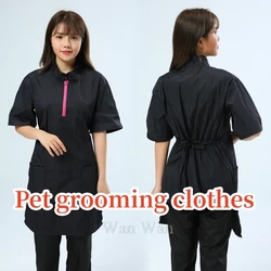 Pet Dog Grooming Work Clothes Pet Shop Uniforms Mid Length Version Anti Hair Gown Anti Splash Water Smock Hairdresser Robe Y0511