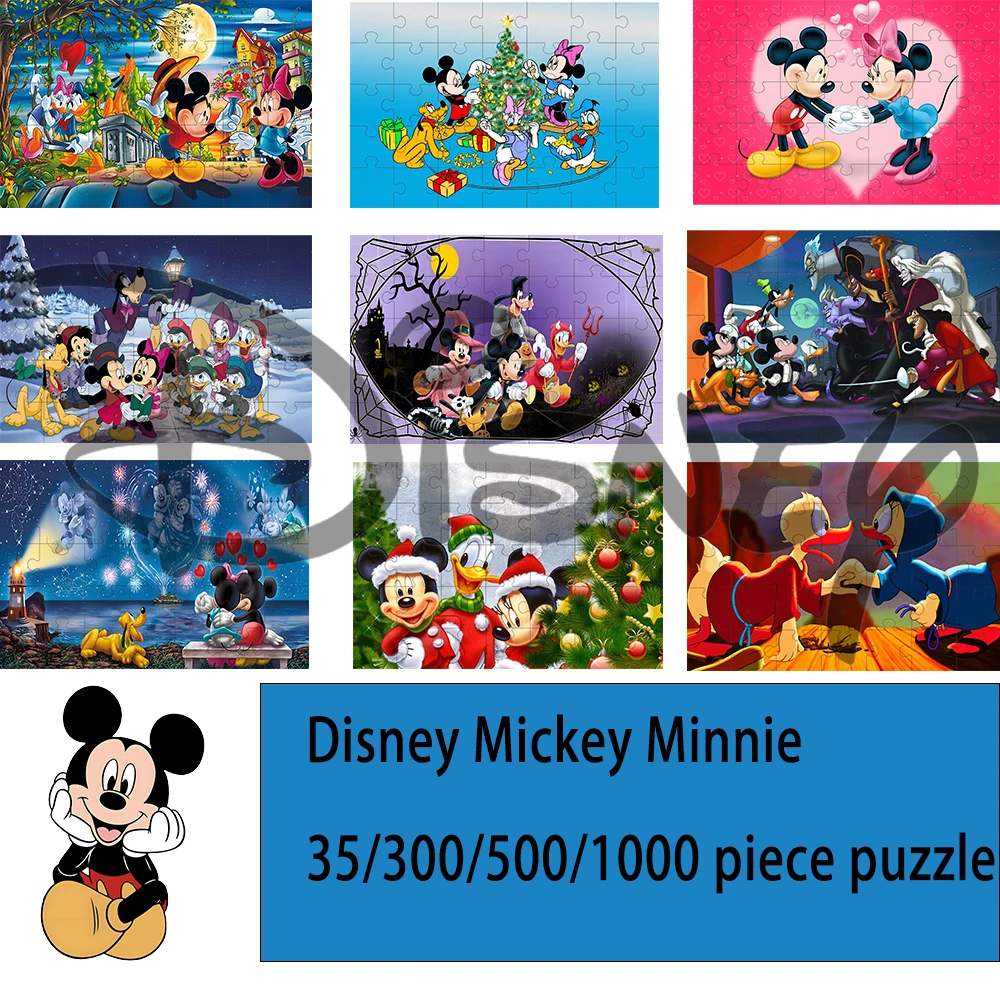 

jigsaw puzzle Disney Mickey Minnie 35/300/500/1000 pieces wooden onePiece Puzzles for Adults childrenEducational Toys Gifts